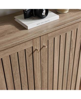 Shoe Cabinet with Slat Style Vented Doors Entryway Storage