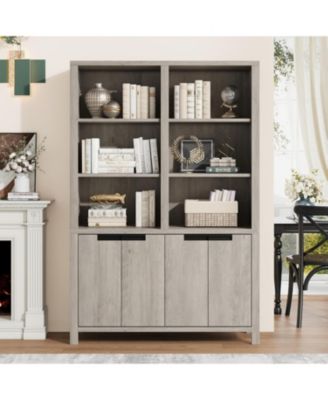 Tall Bookshelf with Double Storage, 6-Tier Large Bookshelf, Double Wide Bookshelves w/ 12 Cubbies, Wide Freestanding Bookcases for Livingroom