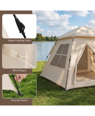 4-Person Automatic Camping Tent with Rainfly and 2 Doors, Easy Setup Portable