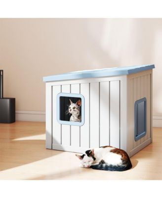 Indoor Outdoor Blue Cat Tent Foldable Pet Enclosure with Ventilated Mesh