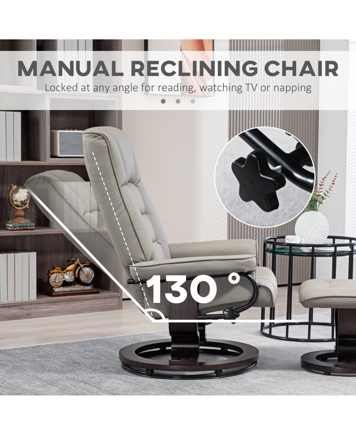 Boyel Living Recliner with Ottoman Swivel Recliner Chair Faux Leather with High Back