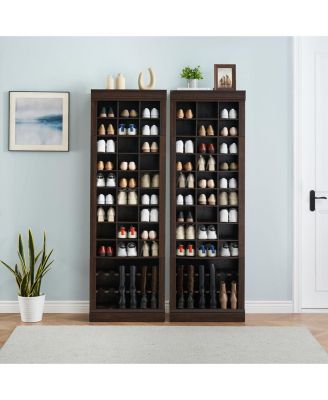 10-Tier Freestanding Shoe Cabinet, 27 Cubbies and Tall Boots Storage, for Entryway, Hallway