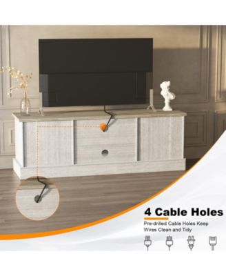 Farmhouse Rustic Wood TV Stand for 65 Inch TVs, Entertainment Center with Storage Cabinets Modern Console