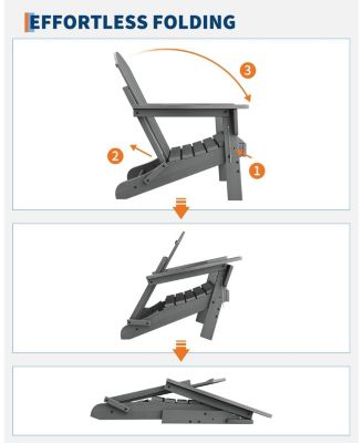Adirondack Chair Set w/ 2-Tier Side Table - HDPE 380 LBS All-Weather Wood Texture - Patio/Deck/Pool/Backyard