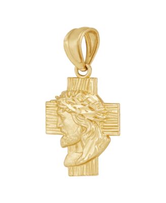 Jesus Cross Pendant Necklace in 14k Yellow Gold