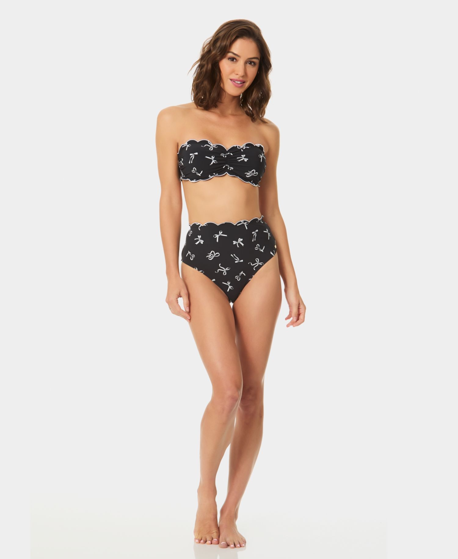 Women's Scallop Contrast Bandeau Bikini Top