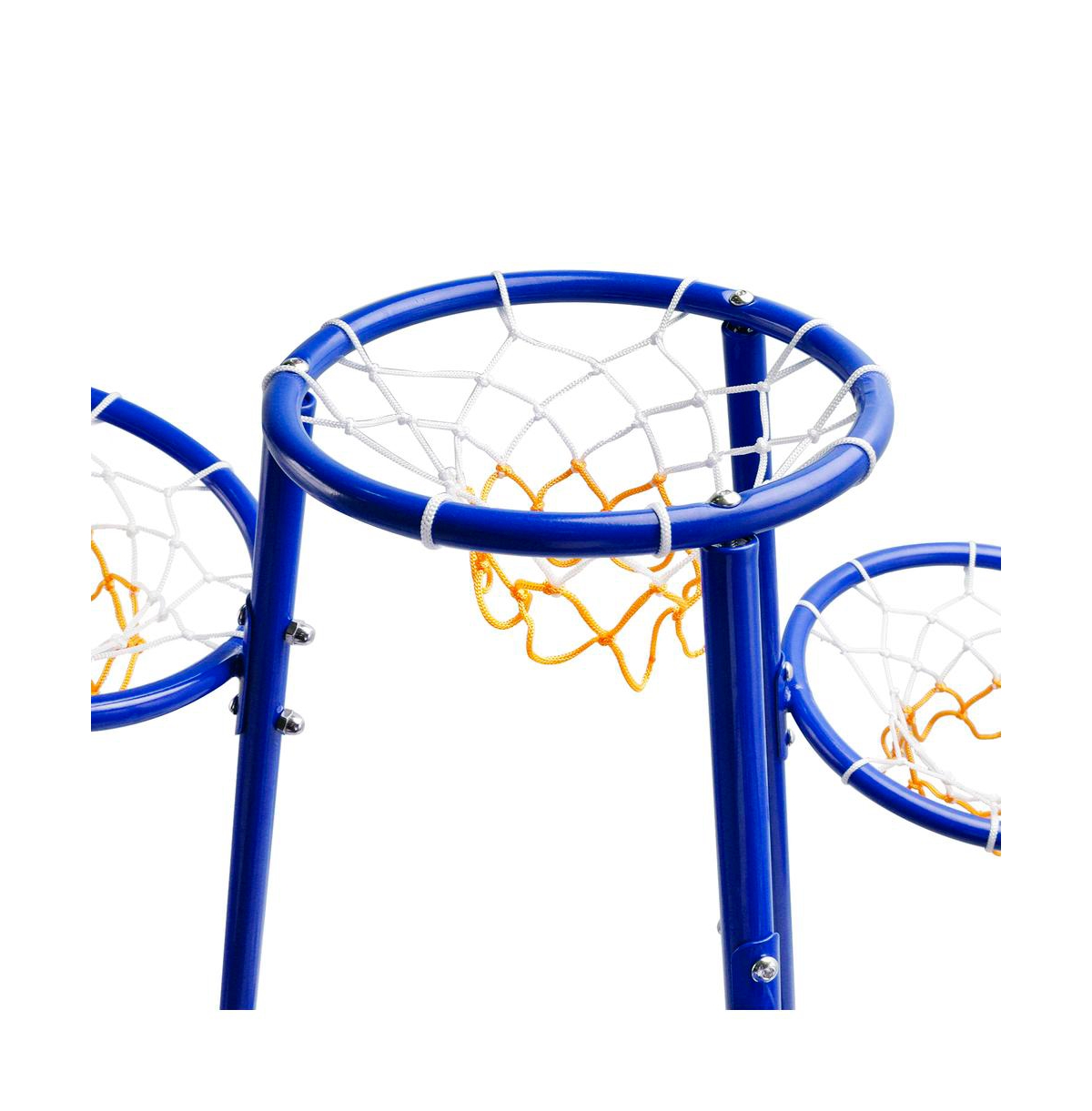 Bruce & Shark 4-Hoop Kids Basketball Set, Multi-Height Fixed Hoops for Family Group Play