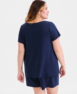 Plus Size Lux Soft French Terry Raw-Hem Top