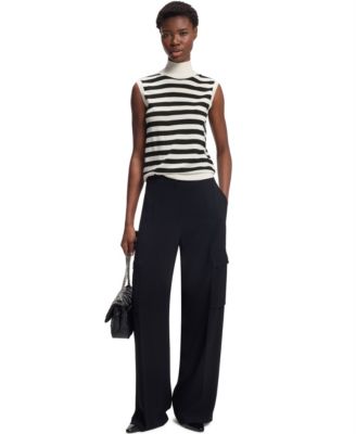 BOSS by Women's Merino Wool Sleeveless Mock Neck Top