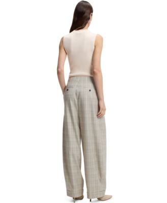 BOSS by Women's Stretch Wool Oversized-Fit Pants