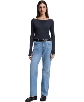 BOSS by Women's Sheer Jersey Double-Layered Jersey Top