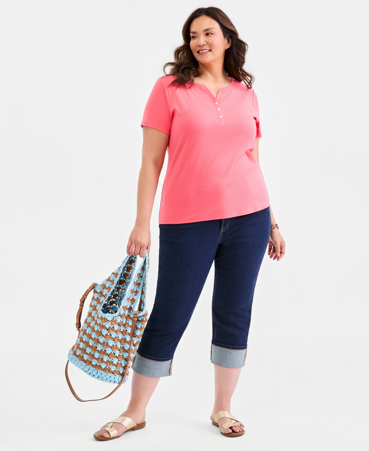 Style & Co Plus Short-Sleeve Henley Top