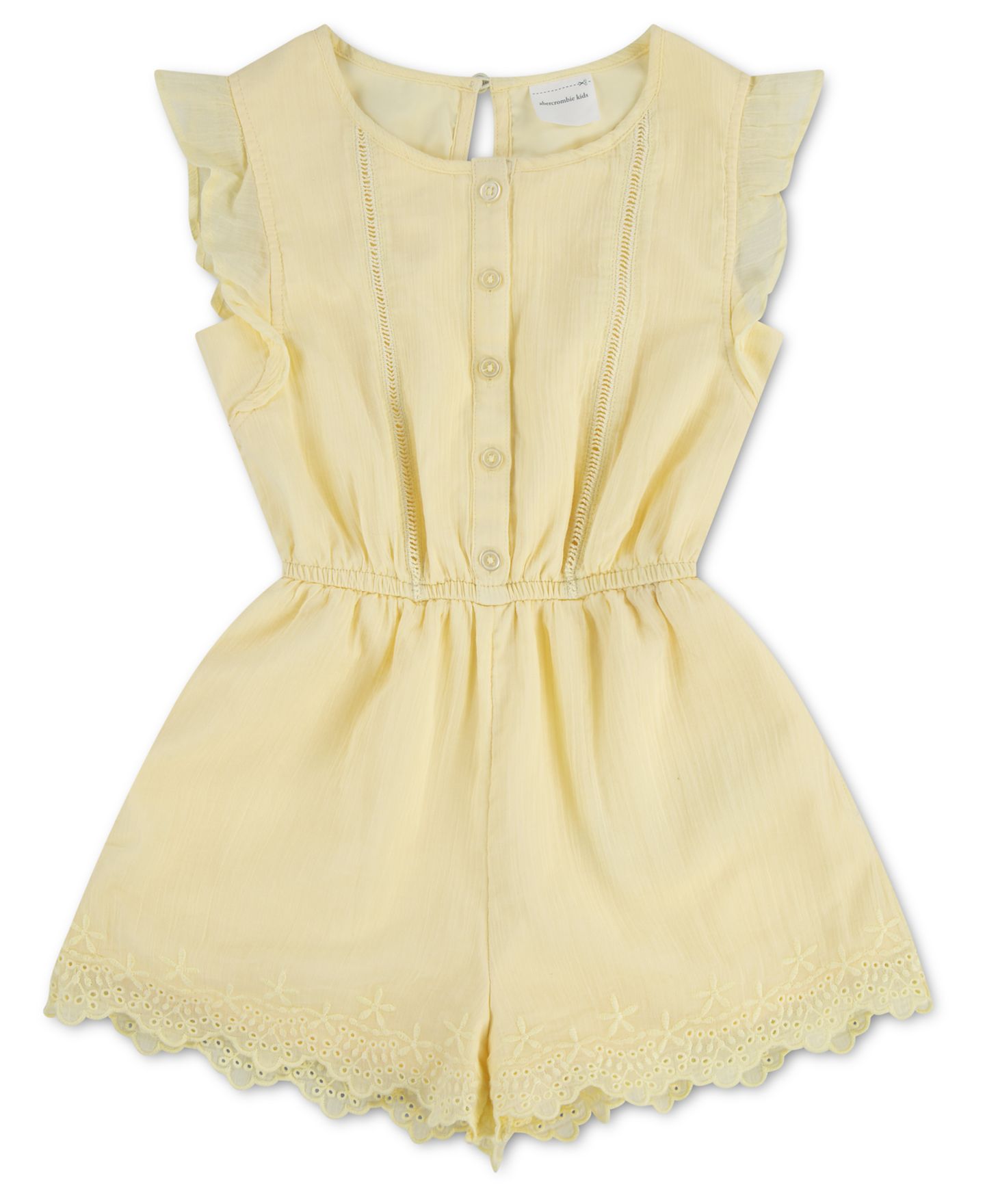 Комбинезон abercrombie kids Flutter-Sleeve Round Neck Eyelet Romper для девочек, цвет: Anise Flower — фото 1