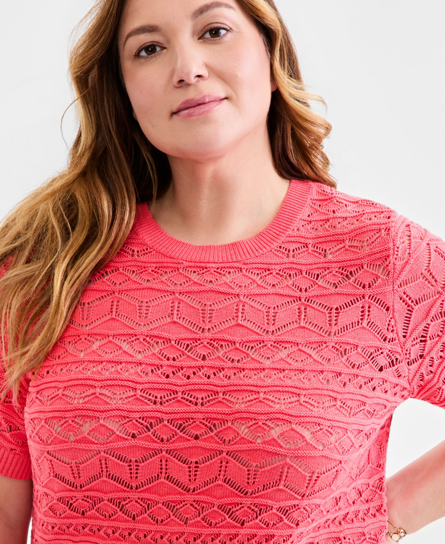 Petite Short-Sleeve Crewneck Sweater