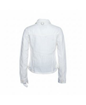 Women's Off White Linen Pocket Detail Button Front Shirt