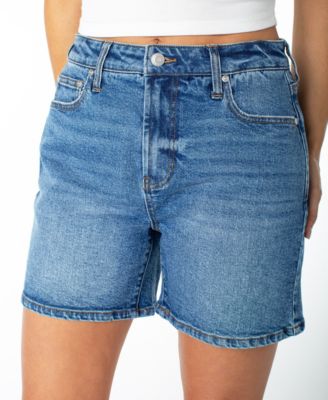 Juniors' High-Rise Denim Bermuda Shorts