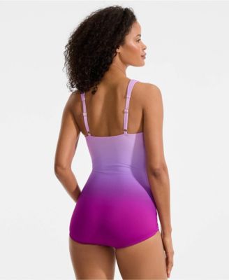 Women's Long Torso SlenderSuit V-Neck Skirted Low Leg One Piece