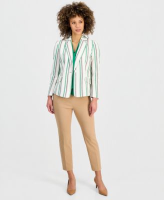 Women's Striped Flap-Pocket Blazer