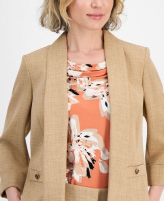 Women's Cuffed 3/4-Sleeve Shawl-Collar Blazer