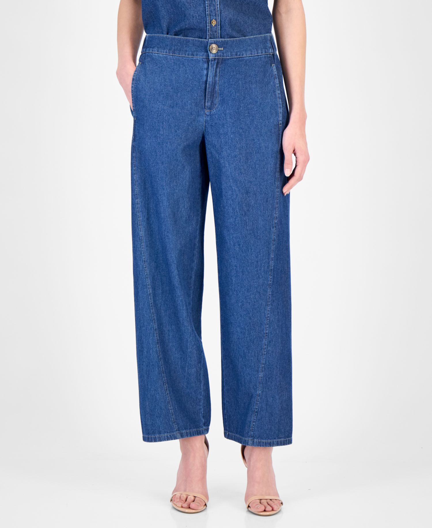 Women's Cotton High-Rise Wide-Leg Jeans, Regular & Petite