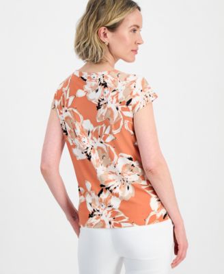 Women's Cowl-Neck Cap-Sleeve Top