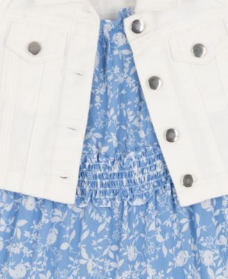 Girls' 4T-6X Printed Tiered Dress and Vest, 2-Piece Set