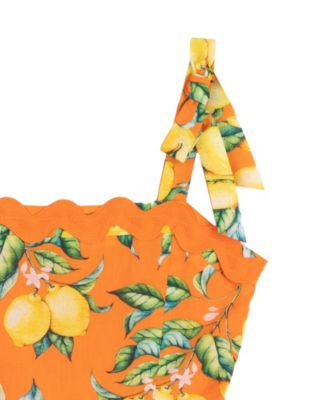 Girls' 7-16 Printed Lemon Tiered Maxi Dress