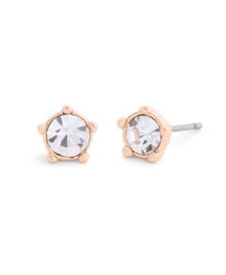 Faux Stone Halo Tea Rose Stud Earrings