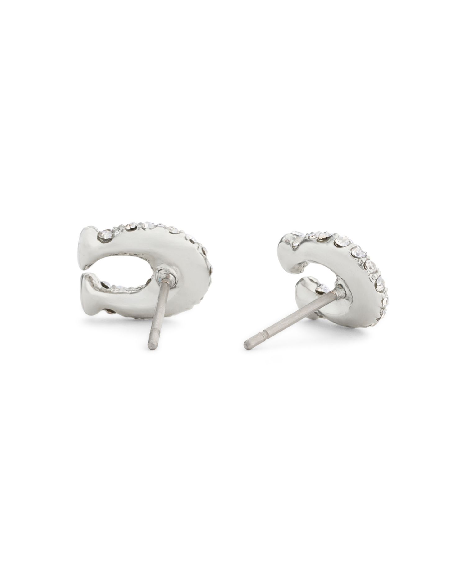 Faux Stone Pav&eacute; Signature C Stud Earrings