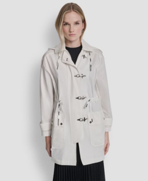 Женские куртки DKNY Women's Fire Clasp Anorak Hooded Metal Toggle Jacket