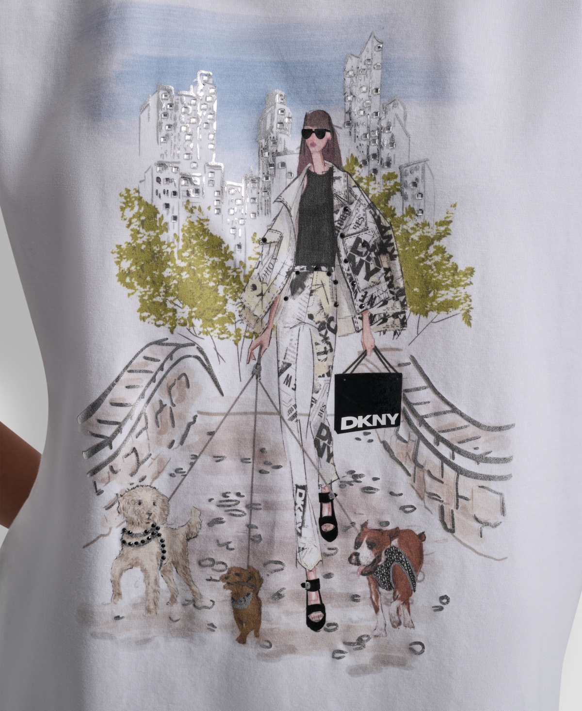 Dkny Women's Central Park Conversational Print Crewneck Short-Sleeve T-Shirt