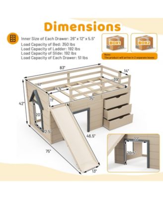 3-in-1 Twin Loft Bed with Slide, Ladder, and Storage Drawers
