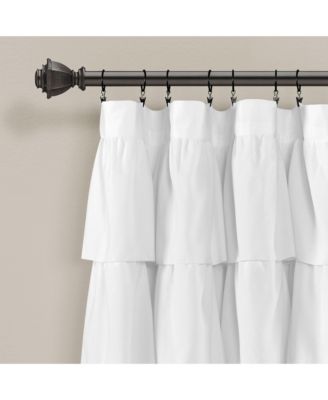 Lush Decor Ruffle Light Filtering Window Curtain Panels Single 50"W x 84"L White - White Curtains for Bedroom - Nursery Curtains - Coquette Decor