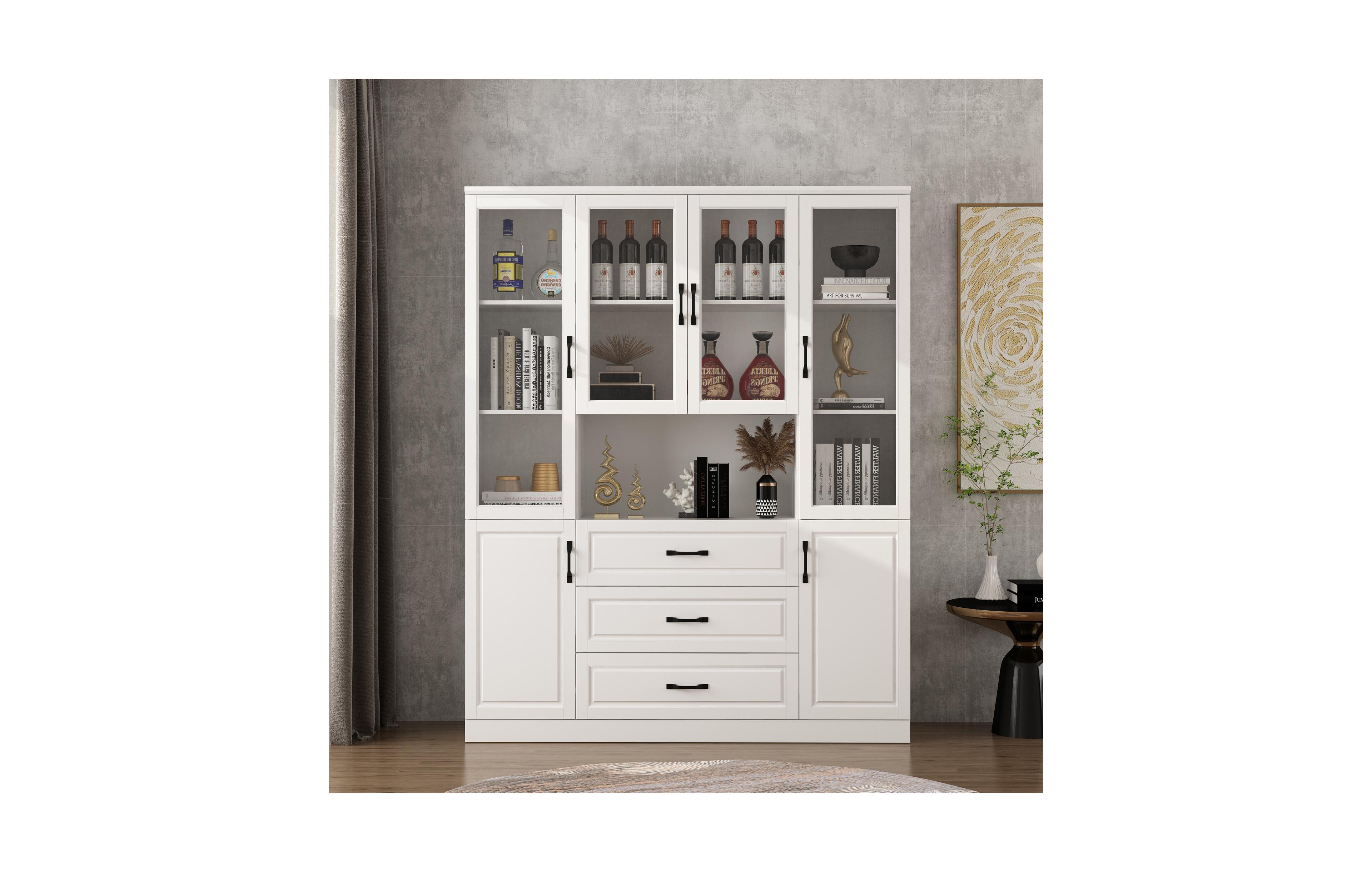 6-Door 2-Drawer Kitchen Storage Cabinet with Movable Shelves,Pantry