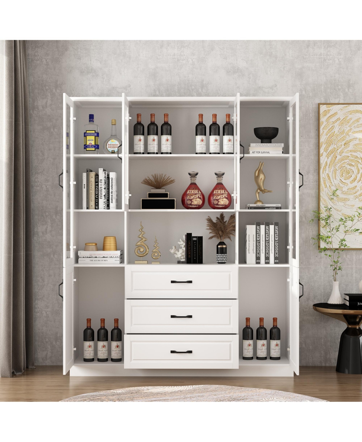 6-Door 2-Drawer Kitchen Storage Cabinet with Movable Shelves,Pantry