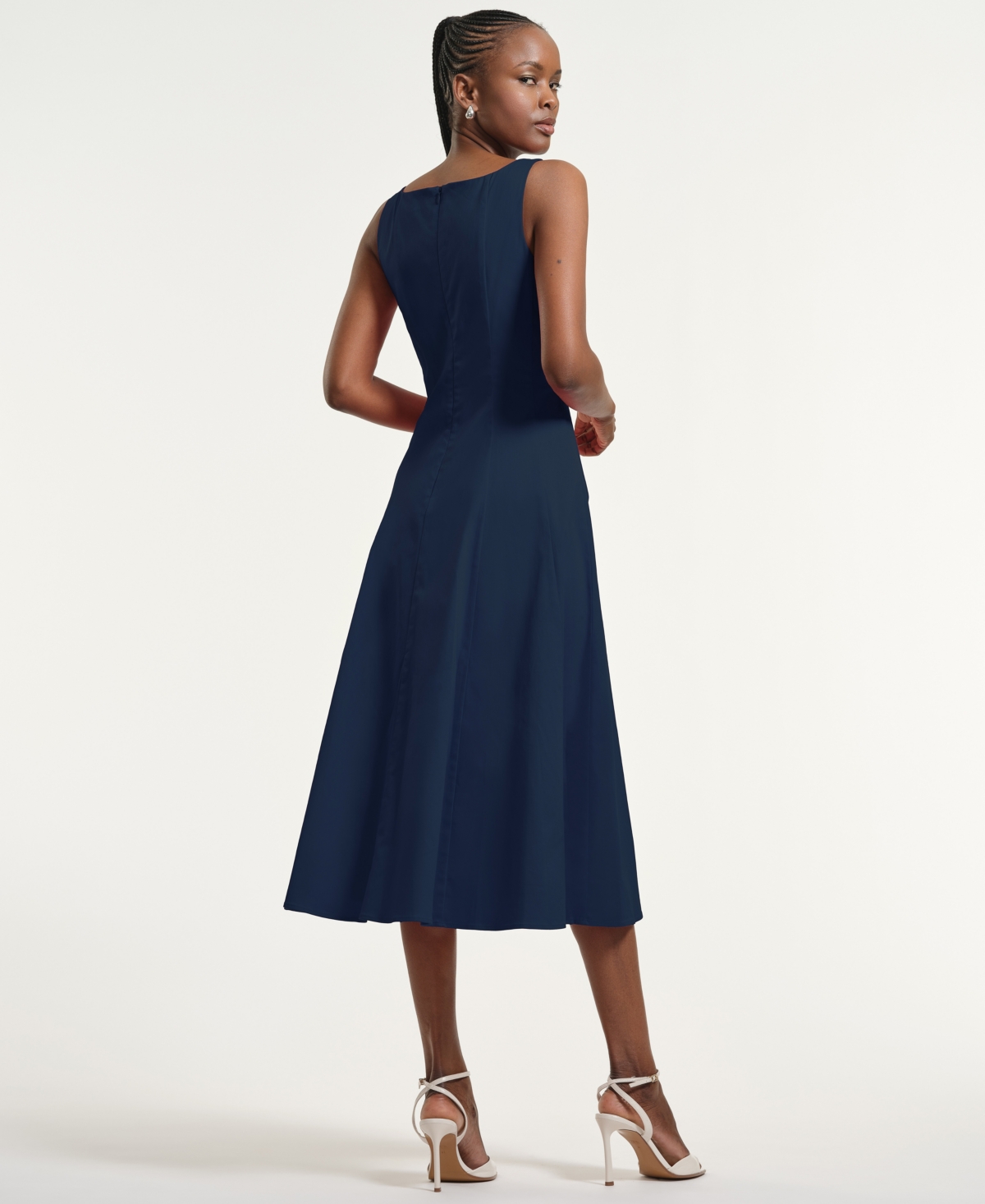 Isaac Mizrahi Women's Seamed Square Neck Midi Dress