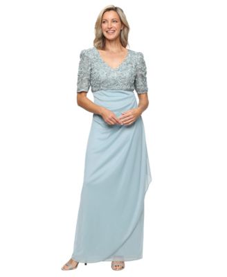 Women's Embellished Puff-Sleeve A-Line Dress