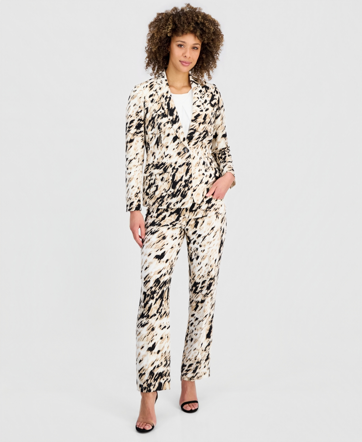 Kasper Women's Animal-Print One-Button Blazer
