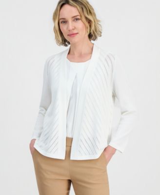 Women's Pointelle Open-Front Cardigan