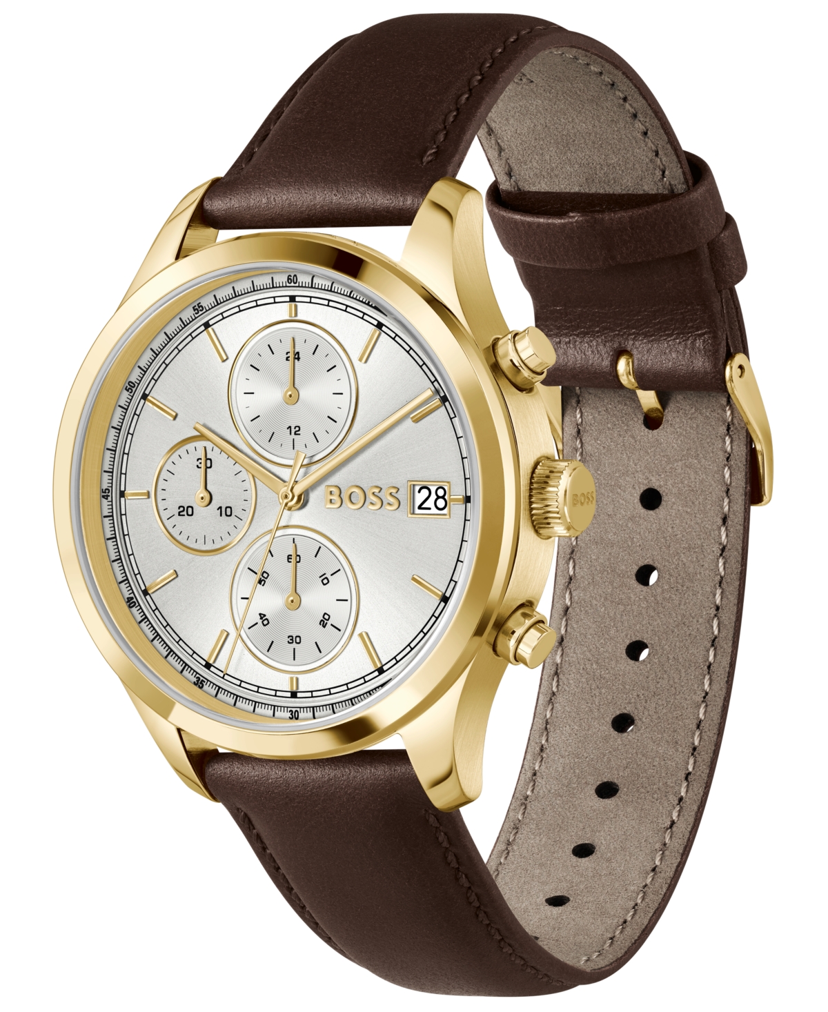 Hugo Boss Men's Stratus Quartz Chrono Brown Calfskin Watch, 41mm