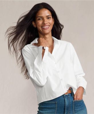 Women's Petite No Iron Boxy Cropped Shirt