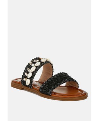 Womens Shellfish Raffia Slip On s Sandals