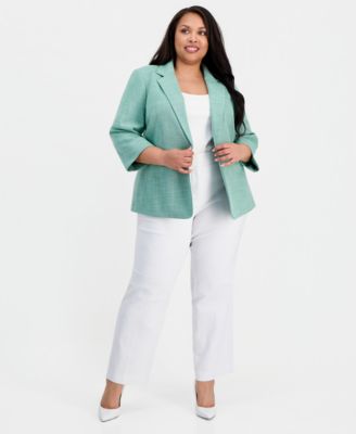 Plus Size Notch-Collar One-Button Blazer 