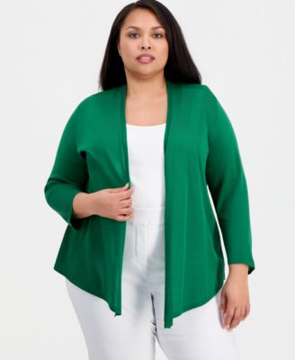 Plus Size Open-Front A-Line Cardigan