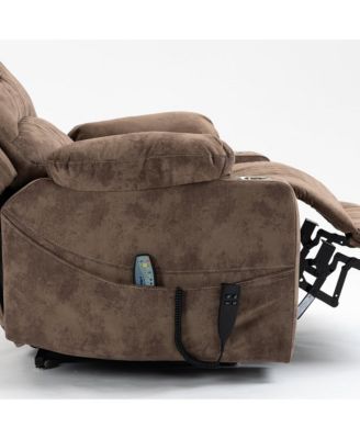 Leather Recliner Chair with 2 Cup Holder, Lounge Chair Power Lift Chair Relax Sofa Chair