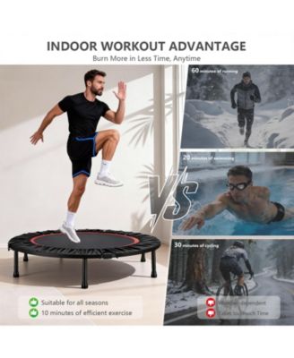 40-Inch Fitness Trampoline for Adults with Adjustable Handle Bar and Resistance Bands for Indoor/Outdoor