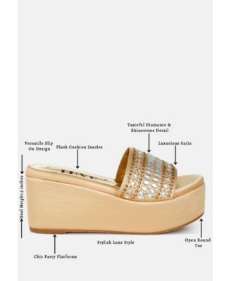 Womens Batanga Diamante & Rhinestone Detail Stylish  Flatforms