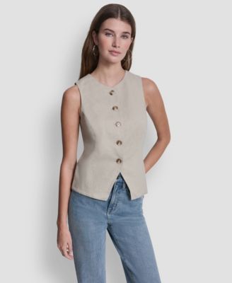 Women's Crewneck Button-Front Vest