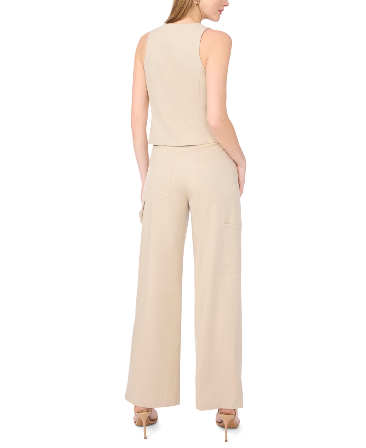 1.state Women's V-Neck Sleeveless Button Shirt