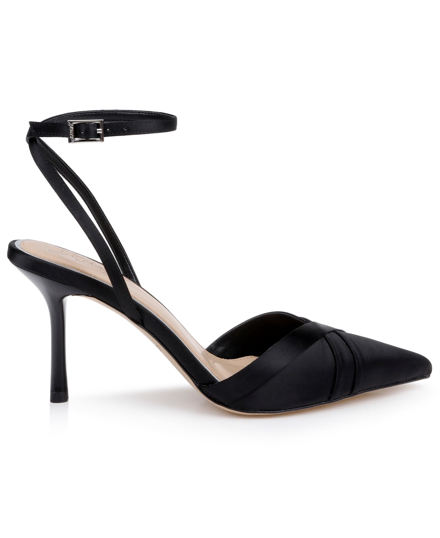 Женские туфли Jewel Badgley Mischka Parklyn Pointed Toe Evening Pumps, цвет: Чёрный атласный — фото 2